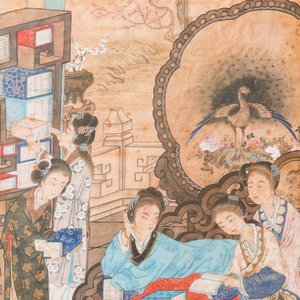 Wang Chengxun 王承勳 (19/20ème): 'Six oeuvres romantiques sur la vie dans la Chine ancienne', encre et couleurs sur soie — photo 24