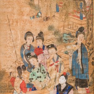 Wang Chengxun 王承勳 (19/20ème): 'Six oeuvres romantiques sur la vie dans la Chine ancienne', encre et couleurs sur soie — photo 25