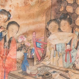 Wang Chengxun 王承勳 (19/20ème): 'Six oeuvres romantiques sur la vie dans la Chine ancienne', encre et couleurs sur soie — photo 10