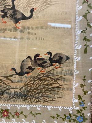 Wang Chengxun 王承勳 (19/20th C.): 'Birds and flower vases', ink and colour on silk, Republic — 照片 11