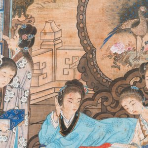 Wang Chengxun 王承勳 (19/20th C.): 'Six romantic view of life in ancient China', ink and colours on silk — 照片 18