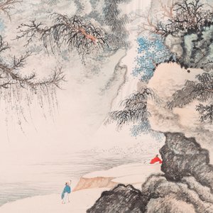 Wang Jiqian 王季遷 (1906-2003): 'Landschap met waterval', inkt en kleur op papier, gedateerd 1996 — foto 6