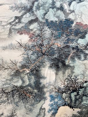 Wang Jiqian 王季遷 (1906-2003): 'Paysage au cascade', encre et couleurs sur papier, daté 1996 — photo 3