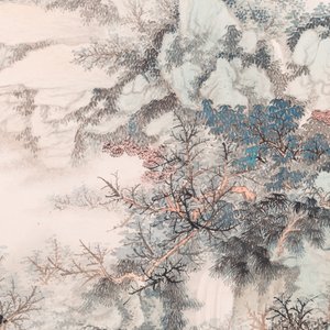 Wang Jiqian 王季遷 (1906-2003): 'Paysage au cascade', encre et couleurs sur papier, daté 1996 — photo 5