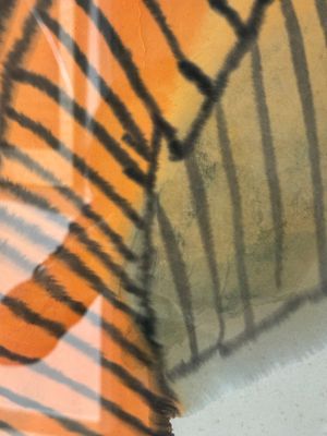 Wang Tianyi 王天一 (1926-2013): 'Gans en kalligrafie', inkt en kleur op papier, gedateerd 1990 — foto 5