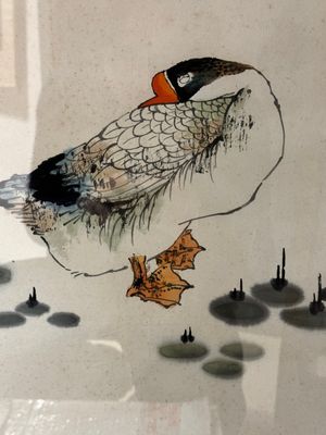 Wang Tianyi 王天一 (1926-2013): 'Goose and calligraphy', ink and colour on paper, dated 1990 — 照片 8