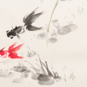 Wang Xuetao 王雪濤 (1903-1982): 'Goldfish and lotus', ink and colour on paper — photo 5