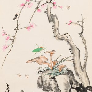 Wang Xuetao 王雪濤 (1903-1982): 'Oiseau et insectes', encre et couleur sur papier — photo 1