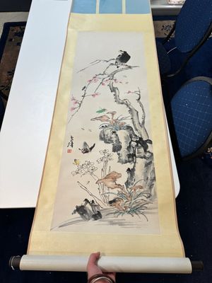 Wang Xuetao 王雪濤 (1903-1982): 'Vogel en insecten', inkt en kleur op papier — foto 1