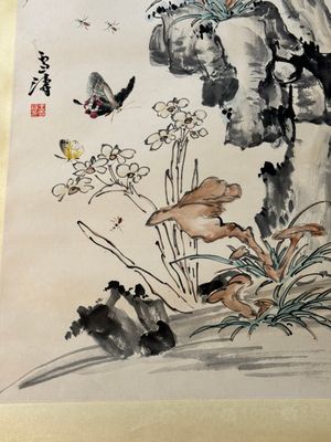 Wang Xuetao 王雪濤 (1903-1982): 'Vogel en insecten', inkt en kleur op papier — foto 2