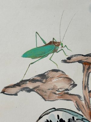 Wang Xuetao 王雪濤 (1903-1982): 'Vogel en insecten', inkt en kleur op papier — foto 8