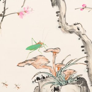 Wang Xuetao 王雪濤 (1903-1982): 'Vogel en insecten', inkt en kleur op papier — foto 4