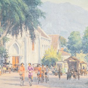 Willem Jan Pieter van der Does (1889-1966), huile sur toile: 'Une vue à Bali' — photo 5