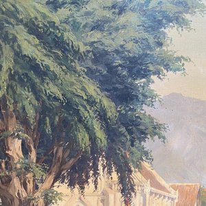 Willem Jan Pieter van der Does (1889-1966), oil on canvas: 'A streetview in Bali' — 照片 14