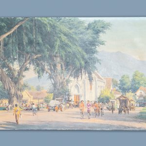 Willem Jan Pieter van der Does (1889-1966), oil on canvas: 'A streetview in Bali' — 照片 2