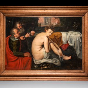 Workshop of Frans Floris (1519/20-1570): 'Suzanna and the elders', oil on panel, 16th C. — photo 1