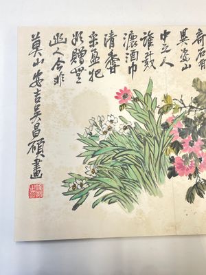 Wu Changshuo 吴昌硕 (1844-1927): Album contenant 10 sujets floraux accompagnés de calligraphie, encre et couleur sur papier — photo 6