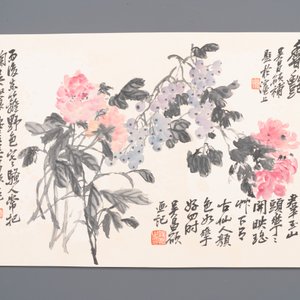 Wu Changshuo 吴昌硕 (1844-1927): Album contenant 10 sujets floraux accompagnés de calligraphie, encre et couleur sur papier — photo 6
