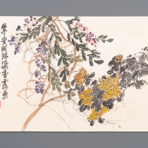 Wu Changshuo 吴昌硕 (1844-1927): Album with 10 floral works accompanied by calligraphy, ink and colour on paper — photo 11