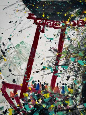 Wu Guanzhong 吴冠中 (1919-2010): 'A corner of the courtyard', ink and colour on paper, dated 1991 — photo 13