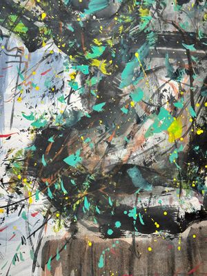 Wu Guanzhong 吴冠中 (1919-2010): 'A corner of the courtyard', ink and colour on paper, dated 1991 — photo 9