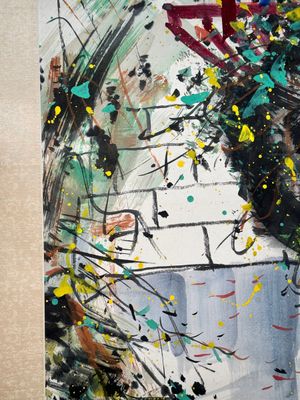 Wu Guanzhong 吴冠中 (1919-2010): 'A corner of the courtyard', ink and colour on paper, dated 1991 — photo 10