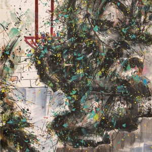 Wu Guanzhong 吴冠中 (1919-2010): 'A corner of the courtyard', ink and colour on paper, dated 1991 — photo 1