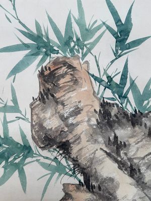 Wu Hufan 吳湖帆 (1894-1968): 'Bamboo and rocks', ink and colour on paper, dated 1949 — photo 8