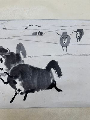 Wu Zuoren 吳作人 (1908-1997): 'Buffalo', ink on paper — photo 4