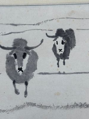 Wu Zuoren 吳作人 (1908-1997): 'Buffalo', ink on paper — photo 5