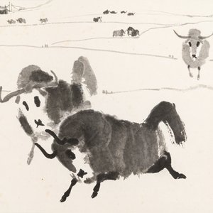 Wu Zuoren 吳作人 (1908-1997): 'Buffalo', ink on paper — photo 1