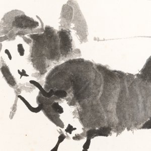 Wu Zuoren 吳作人 (1908-1997): 'Buffalo', ink on paper — photo 3