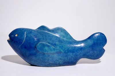 Xavier Alvarez (Frankrijk, 1949), “Le Blue Lagoon”, een bronzen sculptuur met blauwe patine
