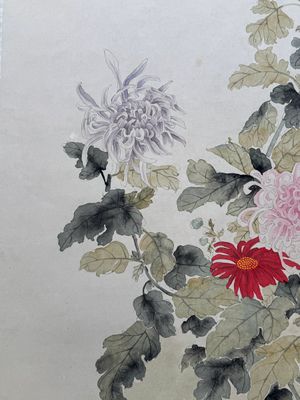 Xie Yuemei 謝月眉 (1906-1998): 'Chrysanthemum', ink and colour on paper — photo 6