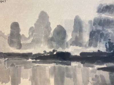 Xu Beihong 徐悲鴻 (1895-1953): 'Landscape with six cormorants’, woodblock print by Rong Bao Zhai, 20th C. — 照片 7