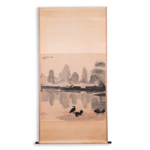 Xu Beihong 徐悲鴻 (1895-1953): 'Landscape with six cormorants’, woodblock print by Rong Bao Zhai, 20th C. — 照片 2
