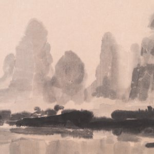 Xu Beihong 徐悲鴻 (1895-1953) : 'Paysage avec six cormorans', estampe de Rong Bao Zhai, 20ème — photo 5