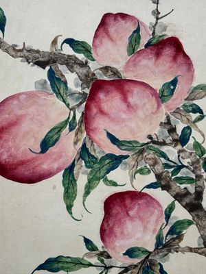 Xu Fu 徐郙 (1836-1908): 'Nine peaches and a bat', ink and colour on paper, dated 1898 — foto 9