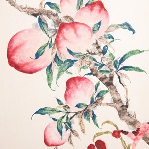 Xu Fu 徐郙 (1836-1908): 'Nine peaches and a bat', ink and colour on paper, dated 1898 — foto 5