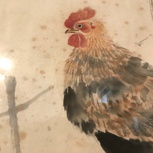 Yan Bolong (1898 -1954), Un coq dans un jardin fleuri, aquarelle sur papier — photo 11