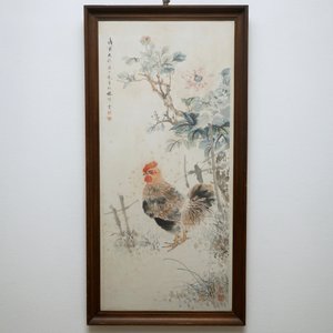 Yan Bolong (1898 -1954), Un coq dans un jardin fleuri, aquarelle sur papier — photo 5