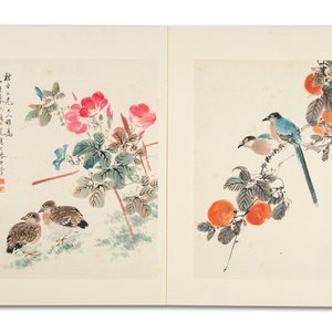 Yan Bolong 顏伯龍 (1898-1955): 'Birds and flowers', ink and colour on paper, dated 1937 — foto 1