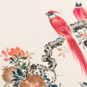 Yan Bolong 顏伯龍 (1898-1955): 'Magpies and pomegranates', ink and colour on paper, dated 1943 — 照片 4