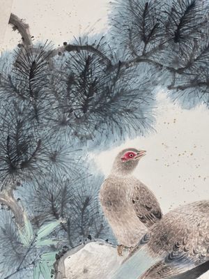 Yan Bolong 顏伯龍 (1898-1955): 'Pheasants under the pine tree', ink and colour on paper, dated 1944 — foto 5