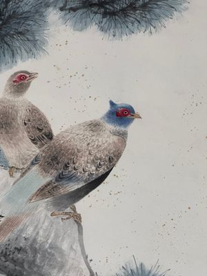 Yan Bolong 顏伯龍 (1898-1955): 'Pheasants under the pine tree', ink and colour on paper, dated 1944 — foto 6