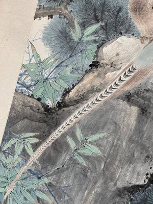 Yan Bolong 顏伯龍 (1898-1955): 'Pheasants under the pine tree', ink and colour on paper, dated 1944 — foto 8