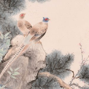 Yan Bolong 顏伯龍 (1898-1955): 'Pheasants under the pine tree', ink and colour on paper, dated 1944 — foto 5
