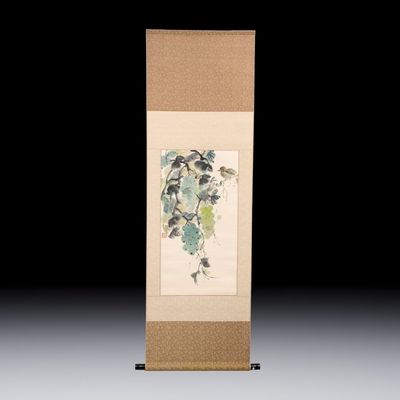 Yang Qingyi 楊慶義 (b. 1957): 'Bird among Grape Vines', ink and colour on paper