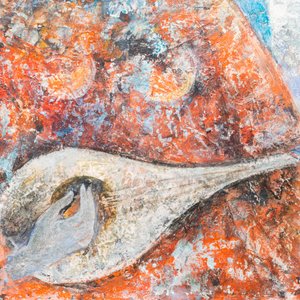 Yannick Vu (1942): 'Lady with a guitar', oil on canvas — 照片 4