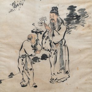 Yaotang (China, 19/20e eeuw), inkt en kleur op papier, gedat. 1903: 'De lotus van Zhou Lianxi naar Wu Daozi' — foto 5